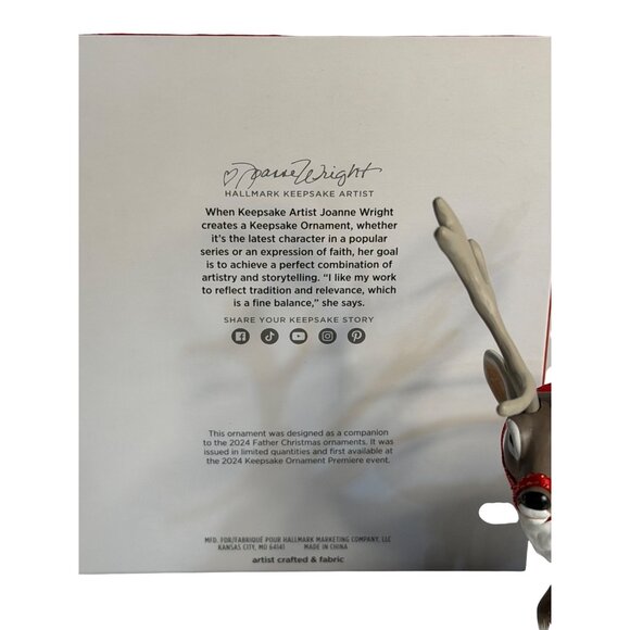 Hallmark Keepsake 2024 Father Christmas White Reindeer Christmas Ornament 5" - Picture 4 of 5